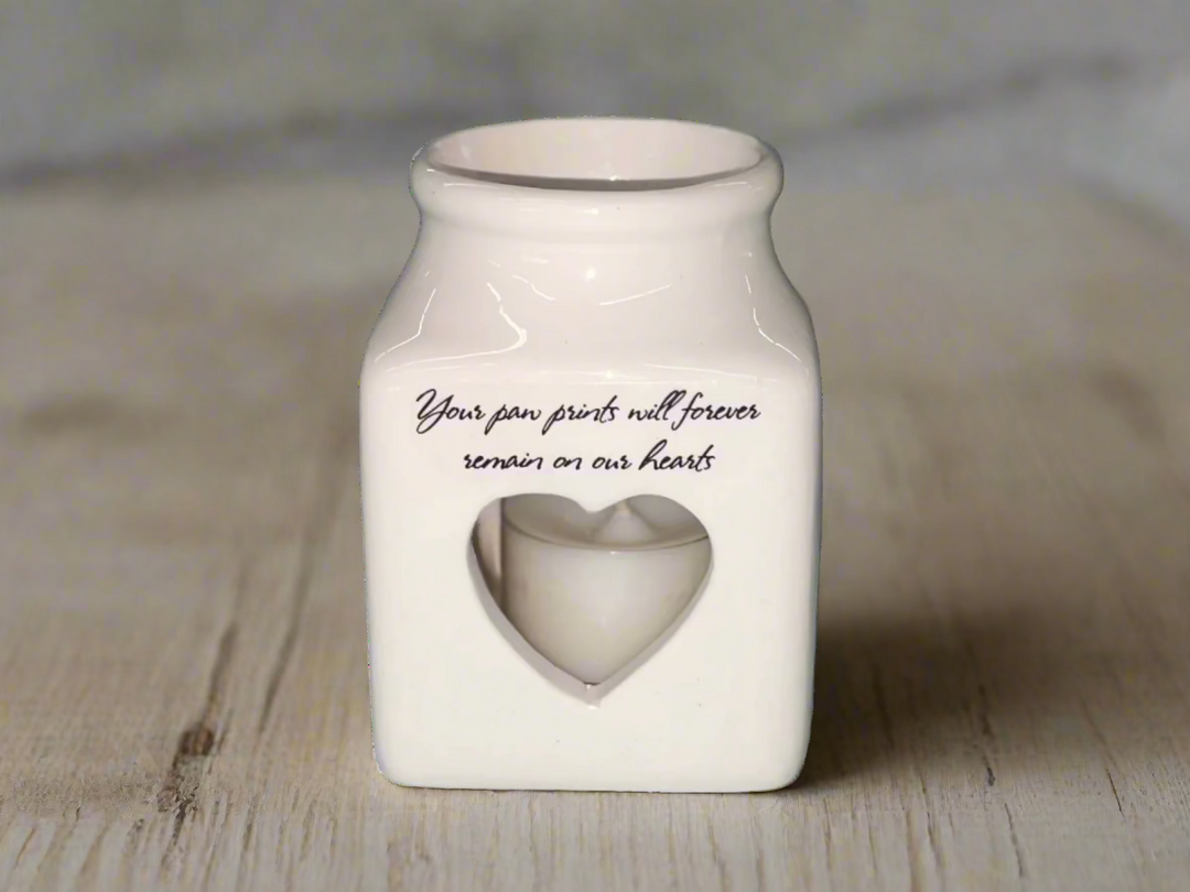 Pet Remembrance Candle, Personalized, Sympathy Heart, Memorial Tea Light, In Loving Memory, Your Paw Prints Will Forever Remain...