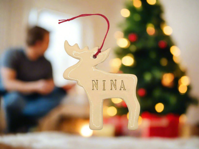 moose custom name Christmas tree decor