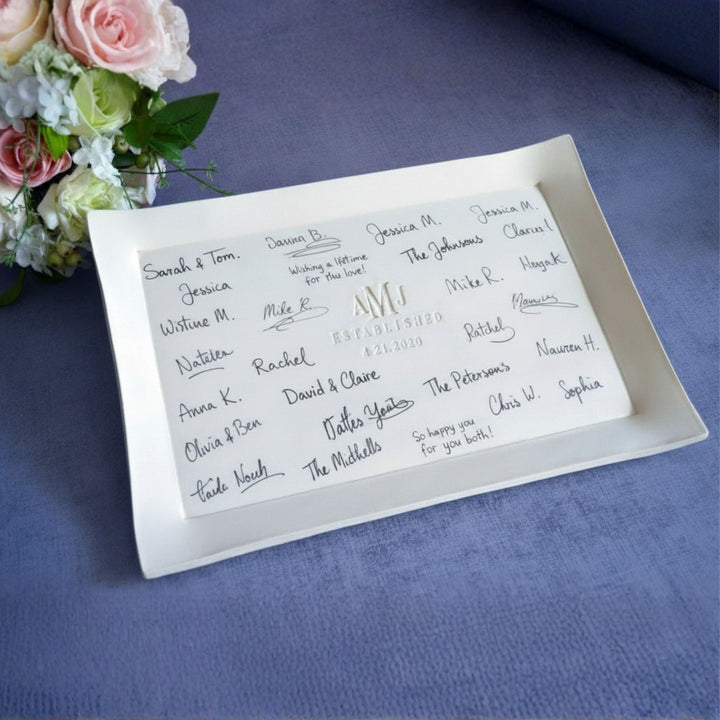 Large Rectangular Wedding Signature Guestbook Platter or Wedding Gift