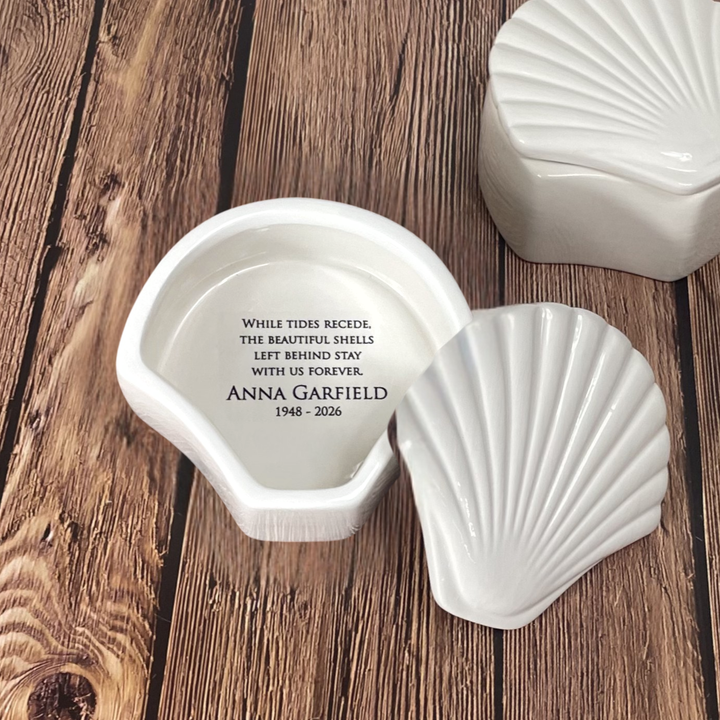 Memorial Gift, Personalized, "Stay With Us Forever" Shell Keepsake, Sympathy, Bereavement, Condolence Gift