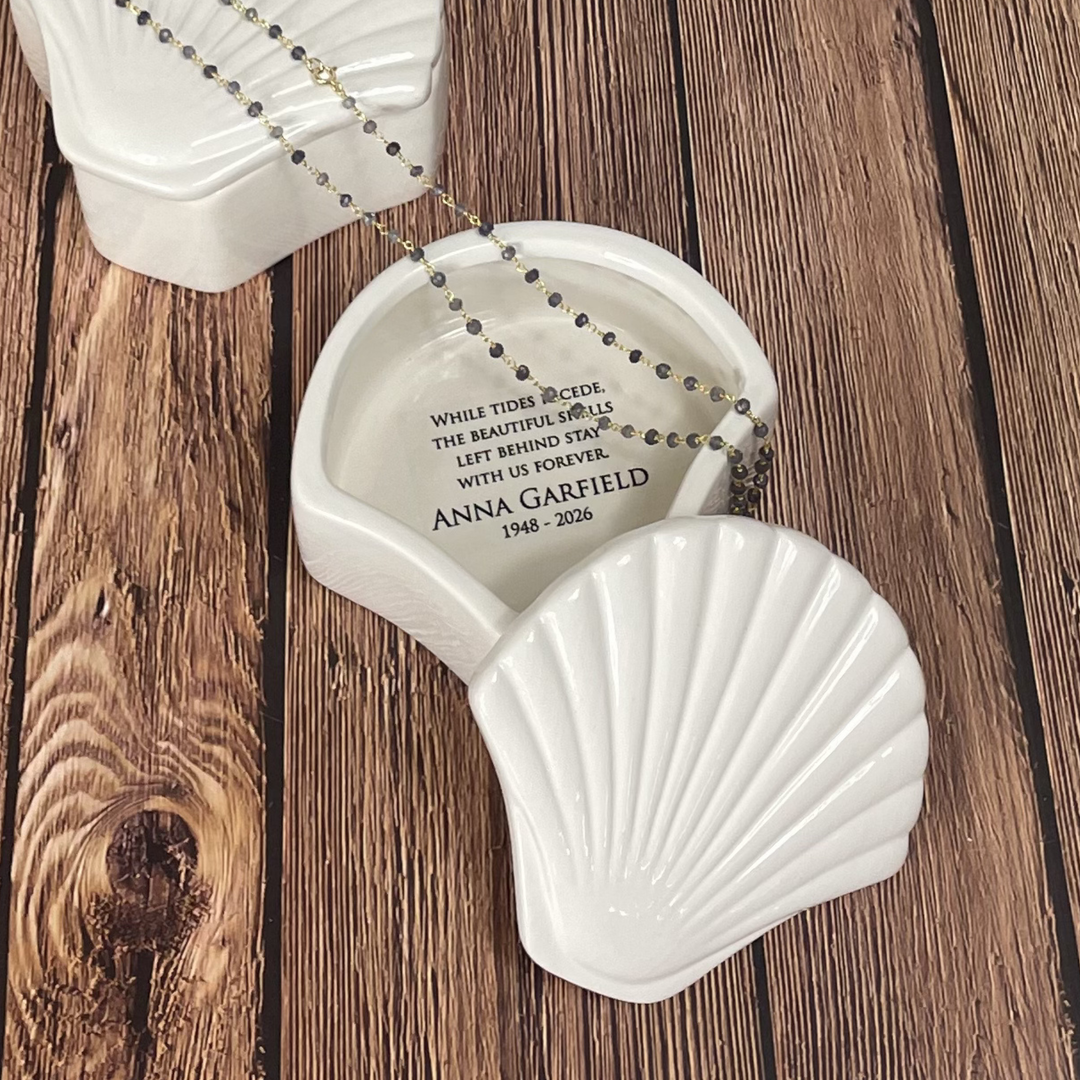 Memorial Gift, Personalized, "Stay With Us Forever" Shell Keepsake, Sympathy, Bereavement, Condolence Gift
