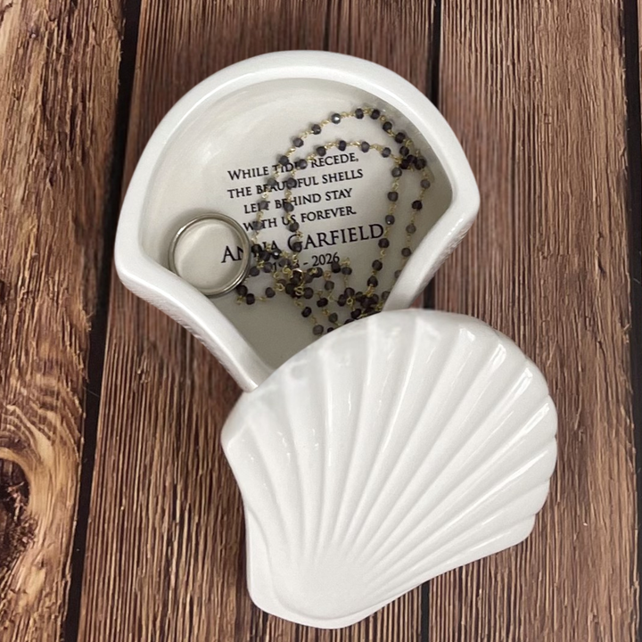 Memorial Gift, Personalized, "Stay With Us Forever" Shell Keepsake, Sympathy, Bereavement, Condolence Gift