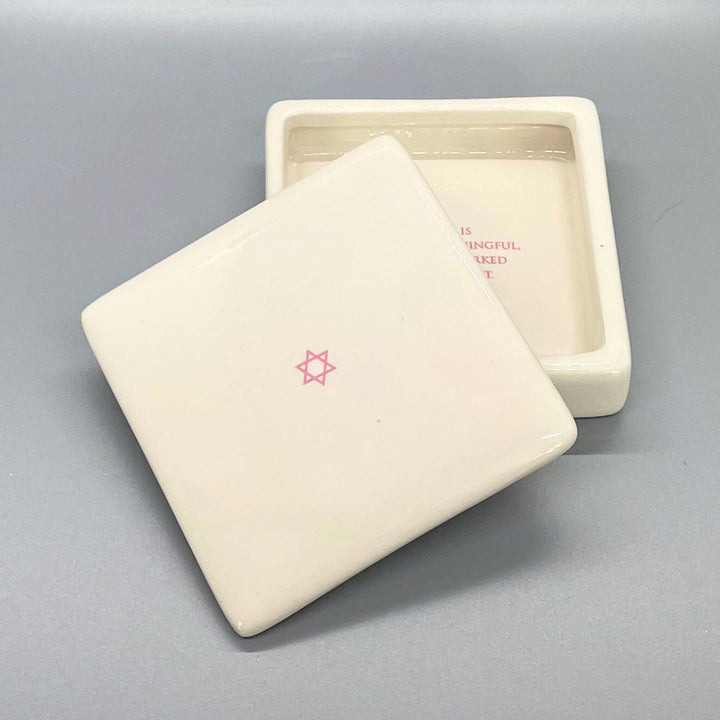 Bar Mitzvah or Bat Mitzvah Gift, Star of David - Square Ceramic Keepsake Box - Blue, Pink, etc.