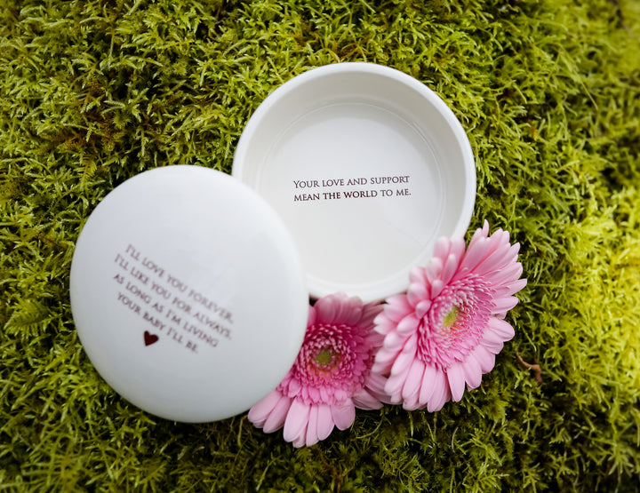 As Long as I'm Living Your Baby I'll Be - READY TO SHIP - Round Keepsake Box