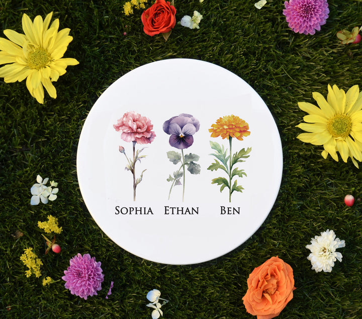 Mother's Day Gift, Mini Garden of Love Personalized Garden Tile in Color, Birth Month Flower Garden Stone, Grandma Birthday Gift, Mom Gift