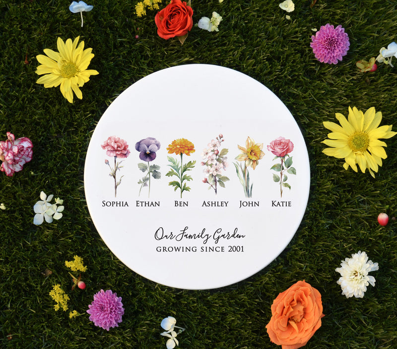 Garden of Love Personalized Garden Tile in Color, Birth Month Garden Stone