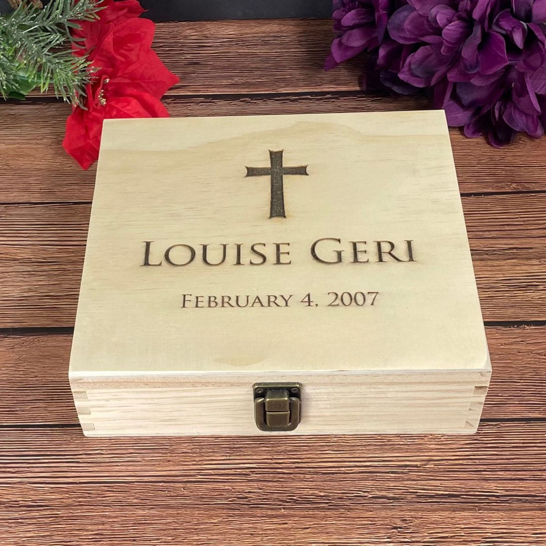 personalized wood baptism keepsake box