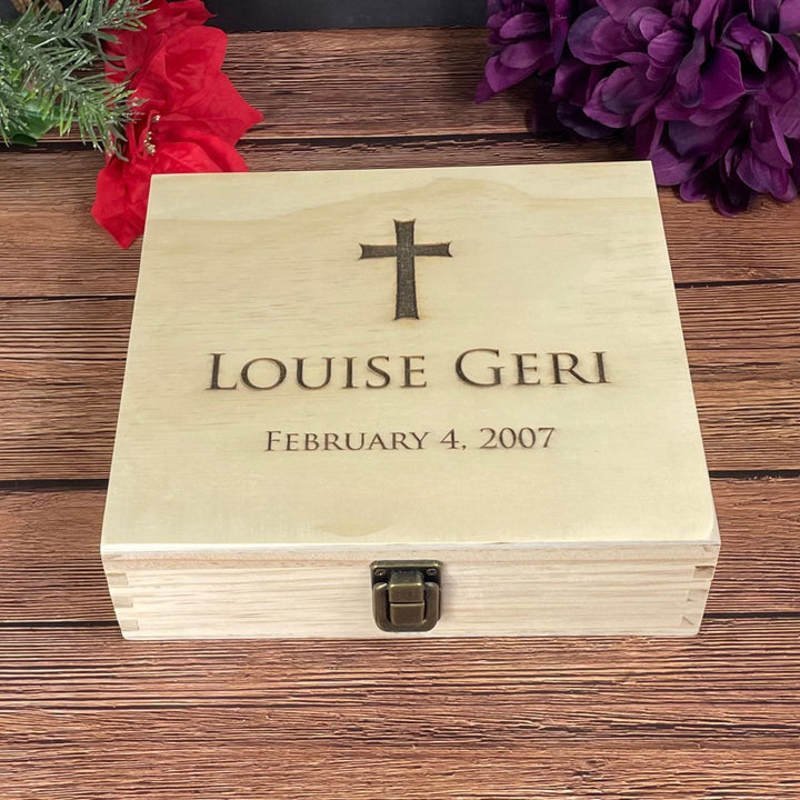 personalized wood baptism keepsake box