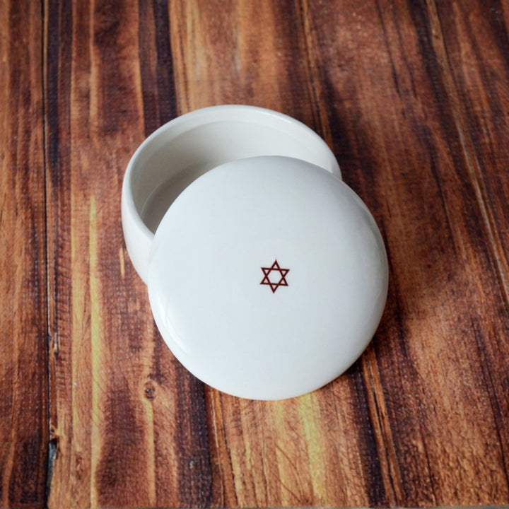 Bar Mitzvah or Bat Mitzvah Gift - Round Ceramic Keepsake Box - Star of David