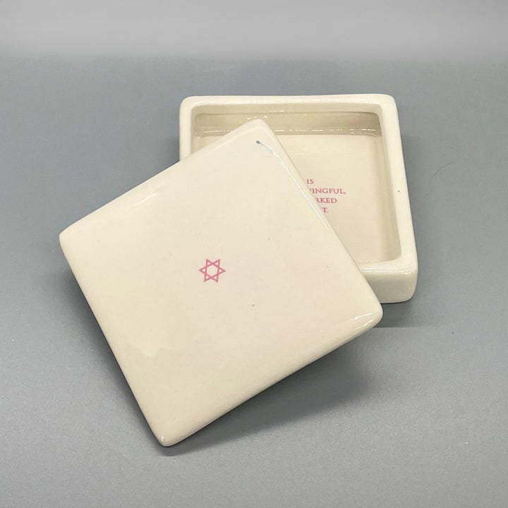 Bar Mitzvah or Bat Mitzvah Gift, Star of David - Square Ceramic Keepsake Box - Blue, Pink, etc.