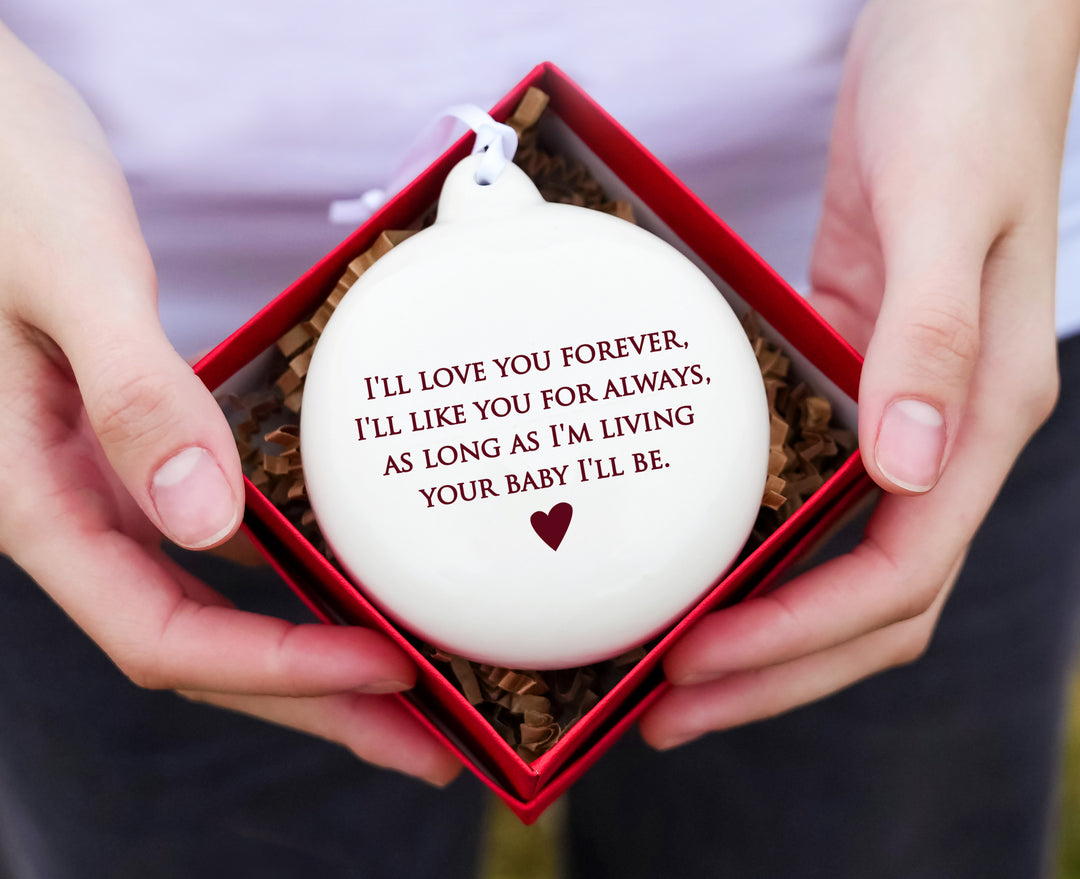 As Long as I'm Living Your Baby I'll Be - Personalized Holiday Bulb Ornament