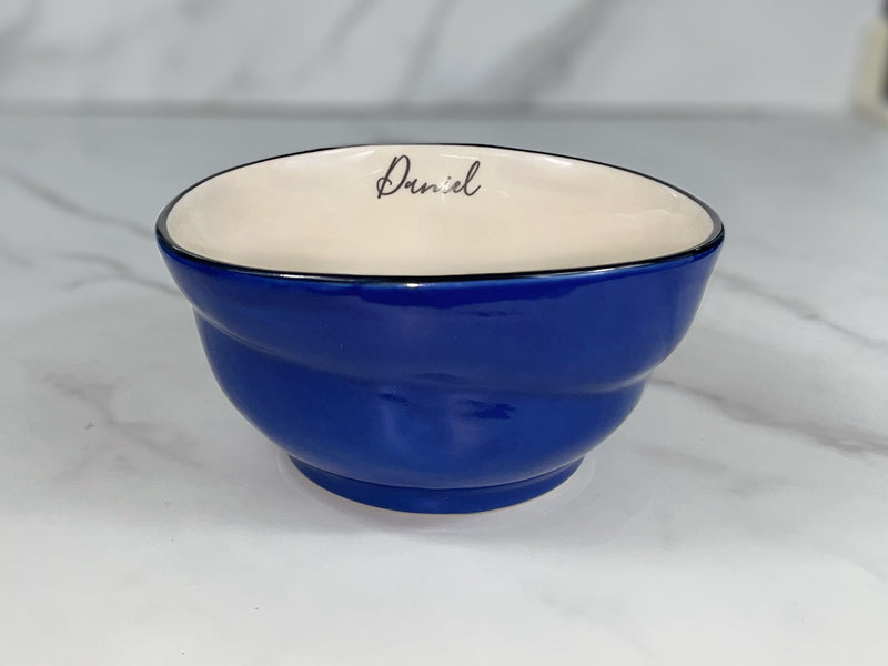 Ceramic Cereal Bowl | Personalized | Blue | Irregular Shape | Oversized | Add Custom Text