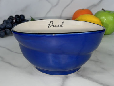 personalized blue cereal bowl 