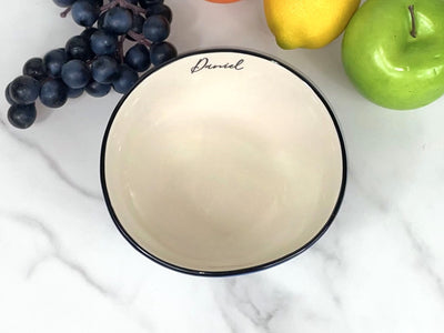 Ceramic Cereal Bowl | Personalized | Blue | Irregular Shape | Oversized | Add Custom Text