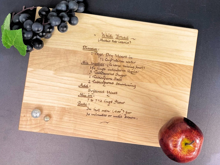 Handwritten Recipe Cutting Board, Family Recipe, Gift for Dad, Mom or Grandma, Maple Hardwood Chopping Block, Charcuterie Board