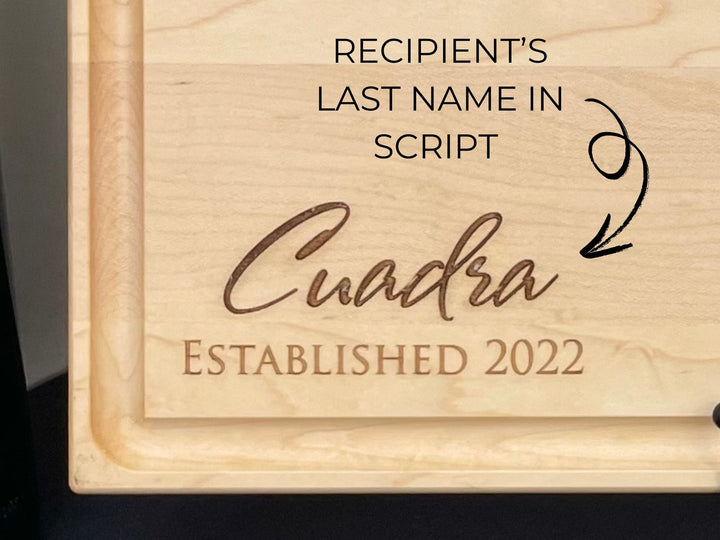 Personalized Cutting Board | Solid Maple | Script Name | Gift - Wedding, Kitchen, Anniversary