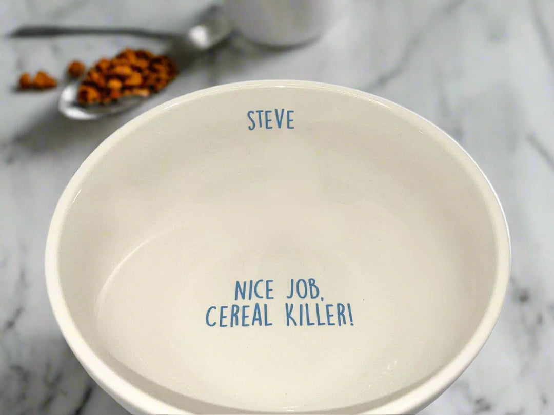 Ceramic Cereal Bowl | Personalized | Add Custom Text | Child Gift | Birthday | Celebration | 6" Dia.