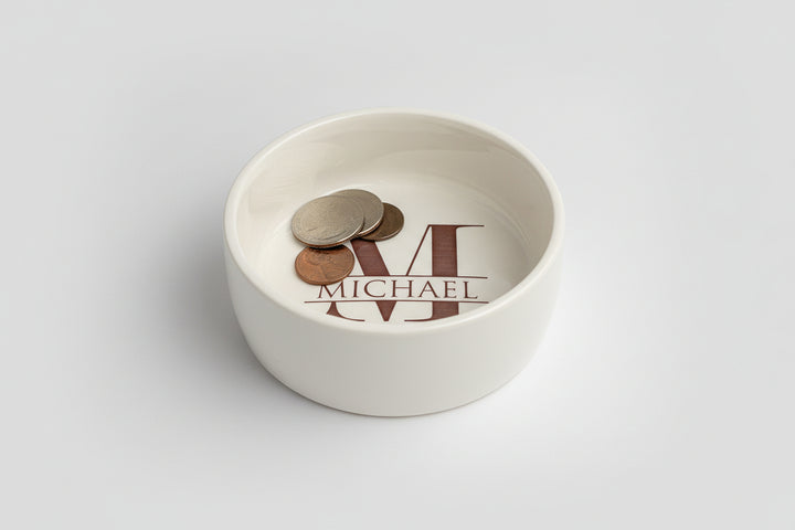 Monogram Change Bowl | Personalized | 3.75" Diameter | Coin Dish | Trinket Bowl | Groomsman | Gift for Him | Ceramic