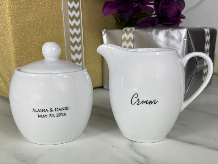 personalized cream and sugar set