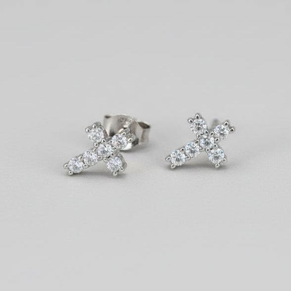 Pair of silver cross earrings 