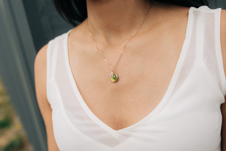 Personalized Peridot Necklace - August Birthstone Necklace, Custom Initial Necklace