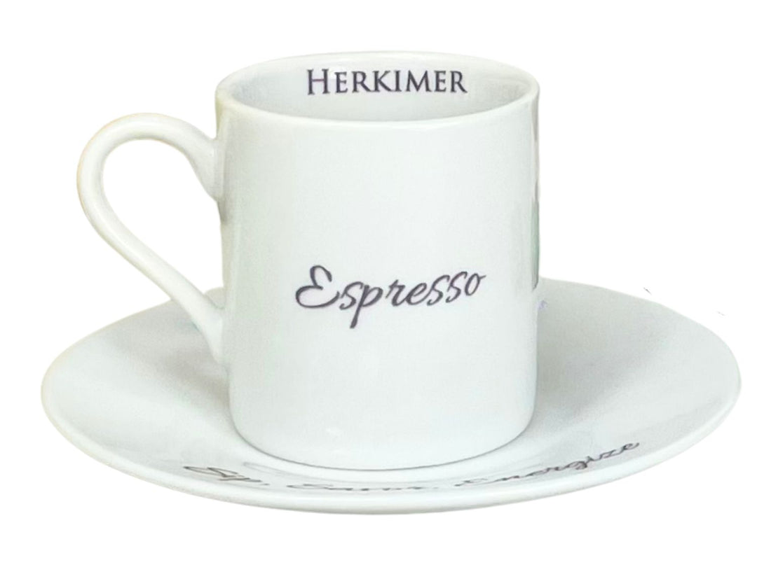 Personalized Espresso Cup & Saucer, Porcelain, Demitasse Cup, 3 oz., Coffee Lover Gift,  Custom Text, Wedding Gift, Macchiato, Barista