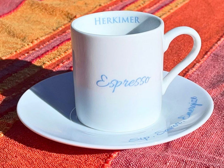 Personalized Espresso Cup & Saucer, Porcelain, Demitasse Cup, 3 oz., Coffee Lover Gift,  Custom Text, Wedding Gift, Macchiato, Barista