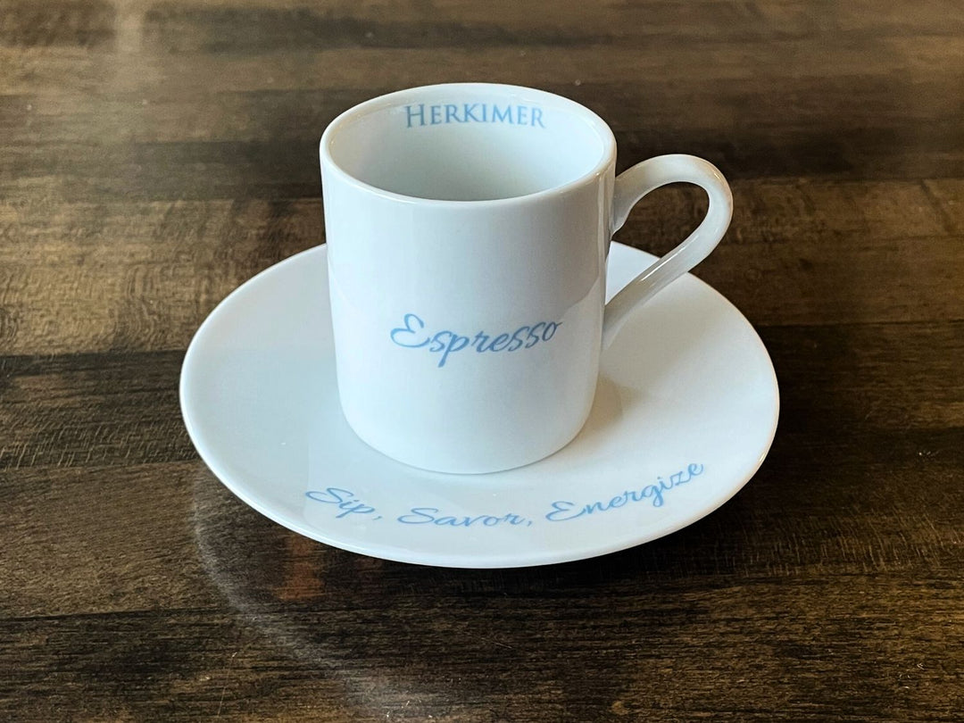 Personalized Espresso Cup & Saucer, Porcelain, Demitasse Cup, 3 oz., Coffee Lover Gift,  Custom Text, Wedding Gift, Macchiato, Barista