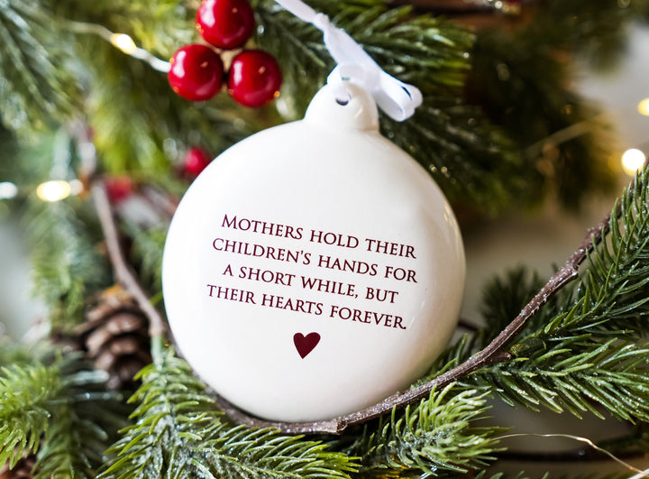 Mothers hold their children's hands... Personalized Holiday Bulb Ornament