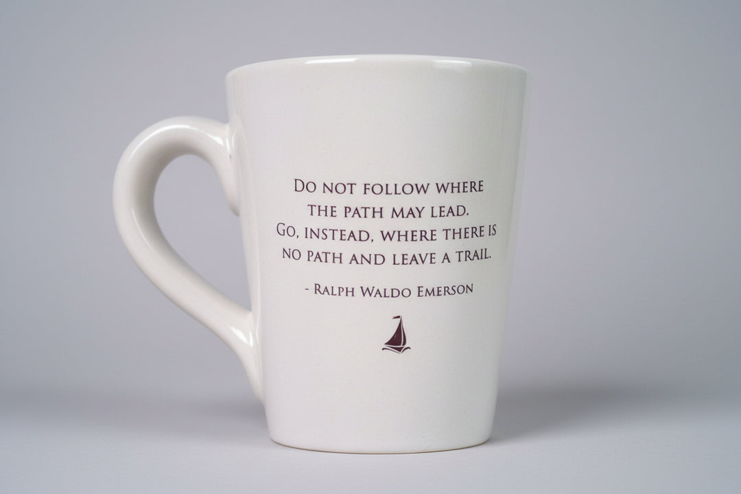 Unique Graduation Gift - Do not follow where the path may lead. Go, instead, where there is no path and leave a trail - Coffee Mug - READY TO SHIP