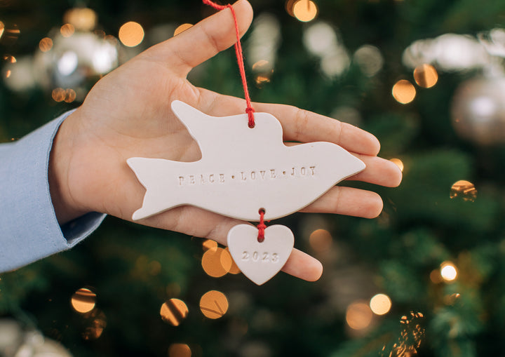 Peace, Love, Joy - Dove Christmas Ornament, 202, READY TO SHIP