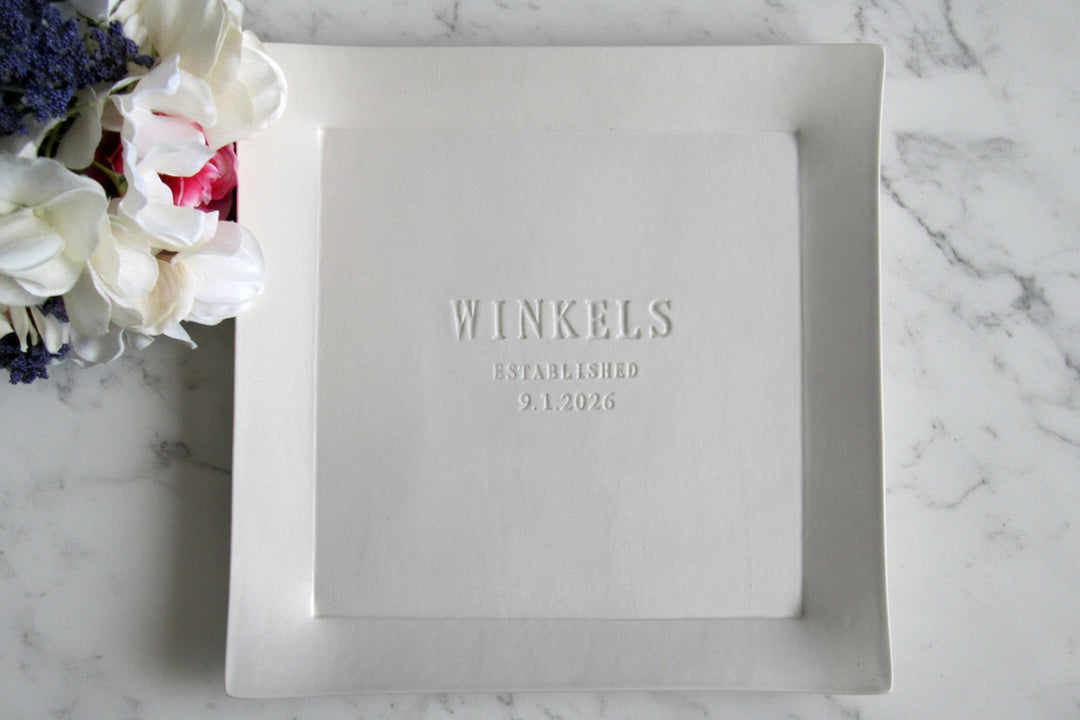 Personalized Heirloom Wedding Gift - Handmade Ceramic Platter (11x11)