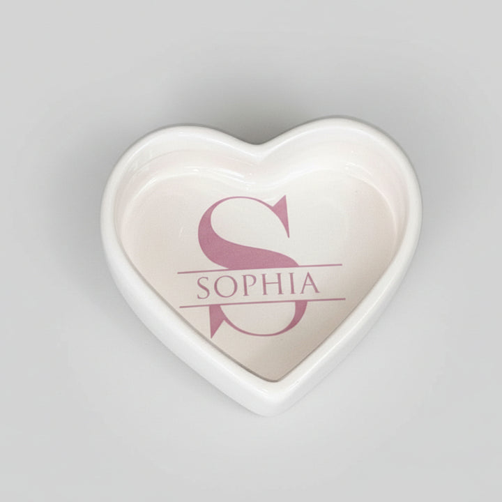 Ring Bowl | Monogram | Custom Name and Initial | Trinket Dish | Heart or Round | Personalized Wedding Party Gift | Change Tray | Ceramic