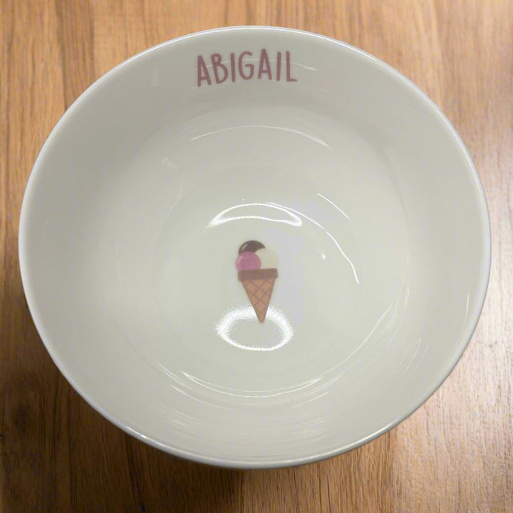 custom colorful ice cream bowl with image and text