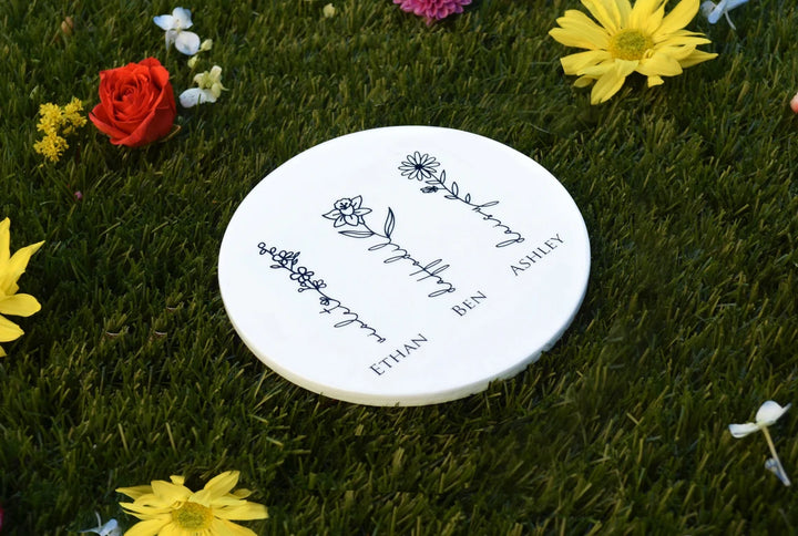 Mother's Day Gift, Mini Garden of Love Personalized Garden Tile, Birth Flower Month Garden Stone, Grandma or Mom Gift