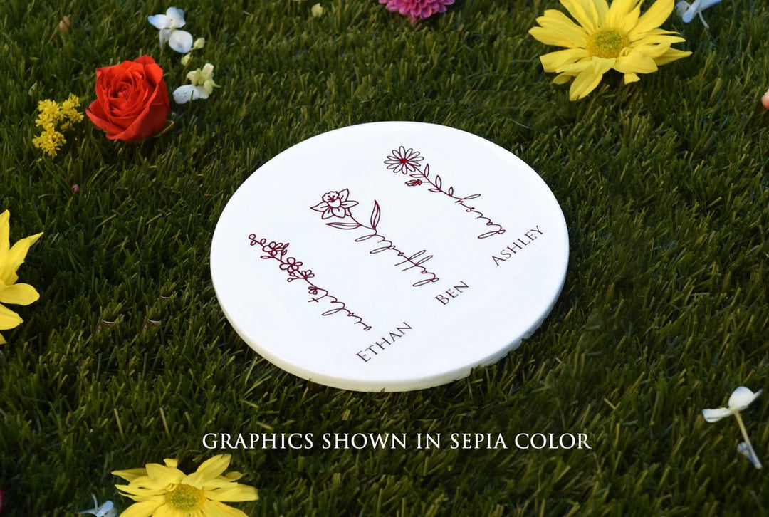 Mother's Day Gift, Mini Garden of Love Personalized Garden Tile, Birth Flower Month Garden Stone, Grandma or Mom Gift