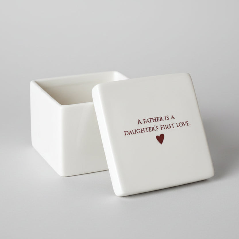 Father's of the Bride Gift - ADD CUSTOM TEXT - Deep Square Keepsake Box - A Father is a Daughter's First Love