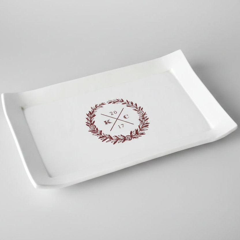 Wedding Gift - With Wedding Logo - Custom Rectangular Personalized Platter