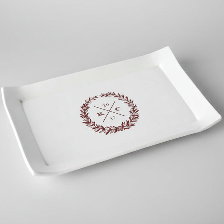 Wedding Gift - With Wedding Logo - Custom Rectangular Personalized Platter