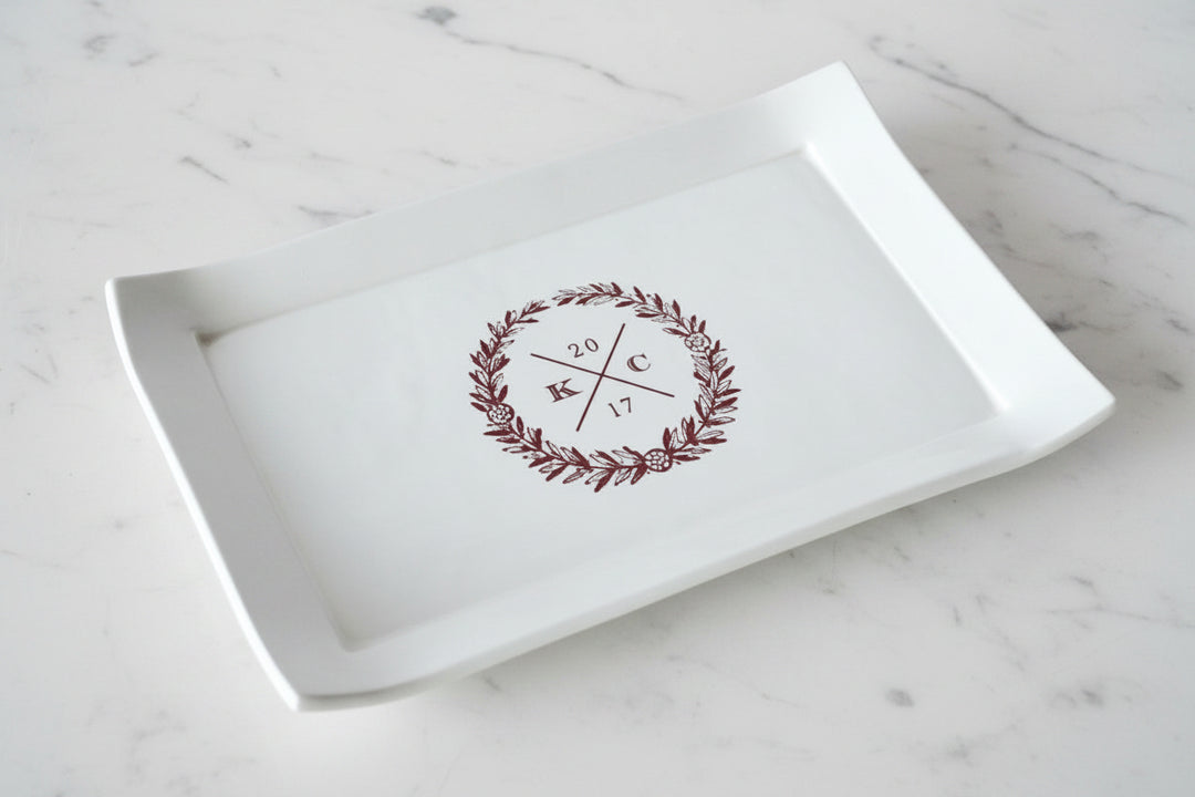 Wedding Gift - With Wedding Logo - Custom Rectangular Personalized Platter