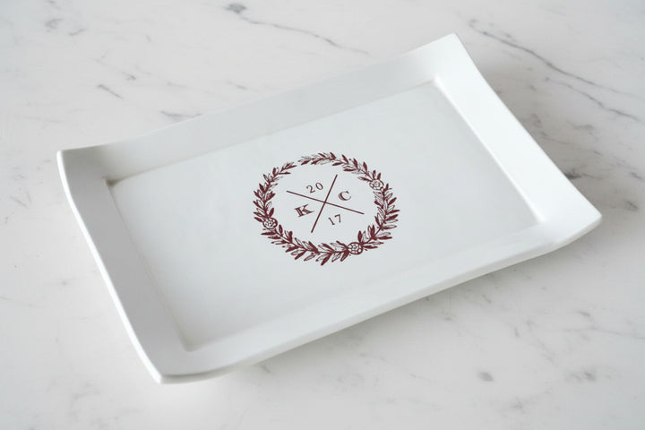 Wedding Gift - With Wedding Logo - Custom Rectangular Personalized Platter