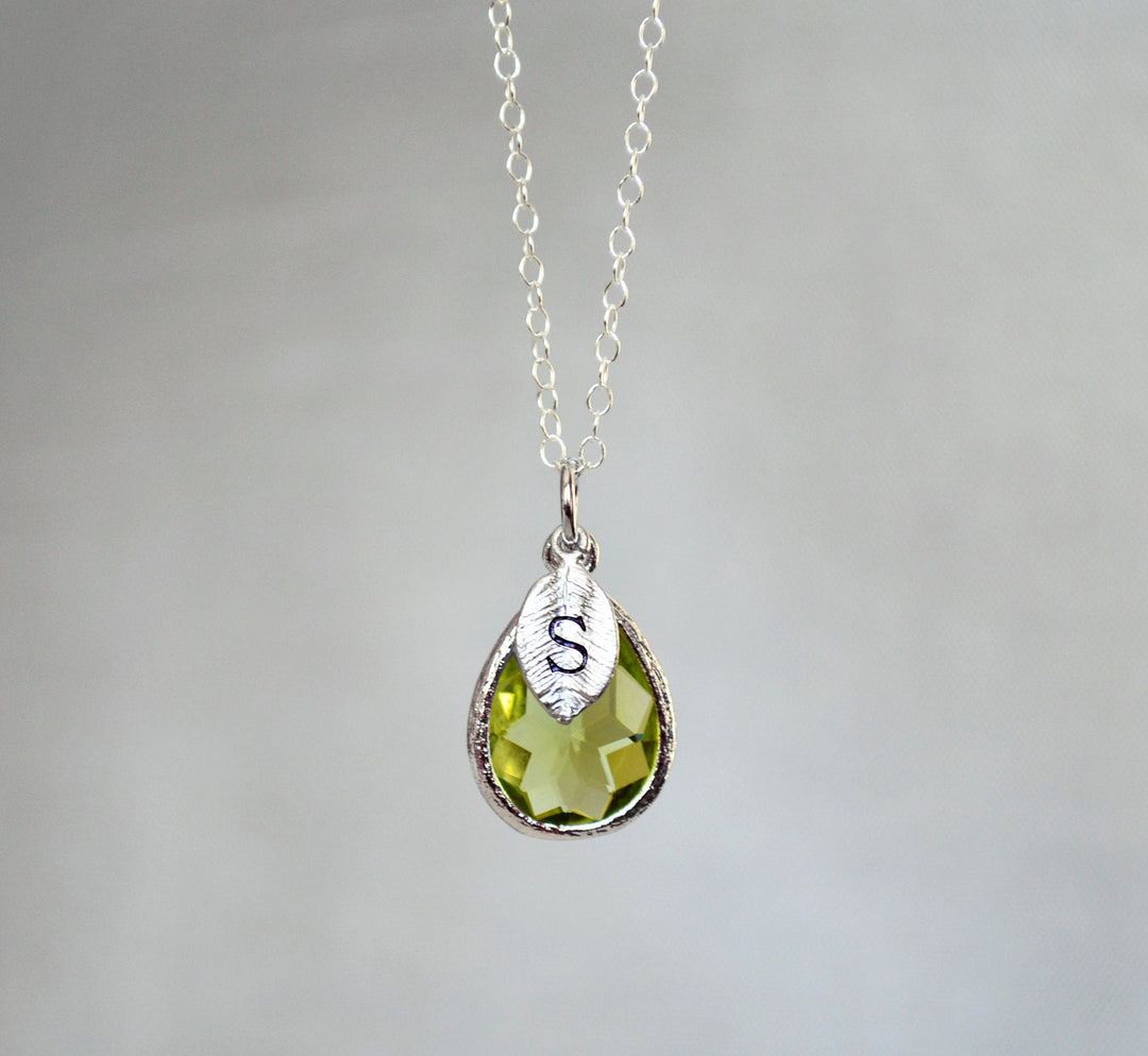 Peridot Necklace, Gold August Teardrop Birthstone Necklace