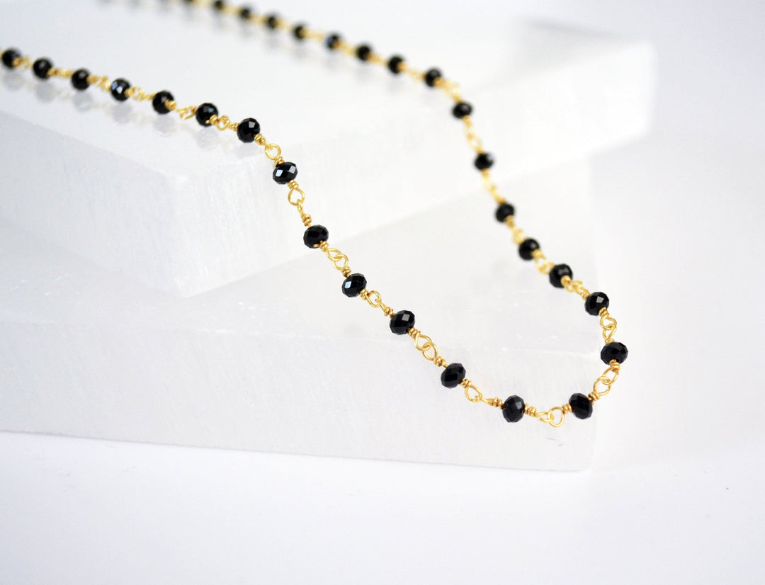 Dainty Black Onyx Beaded Choker Necklace or Bracelet