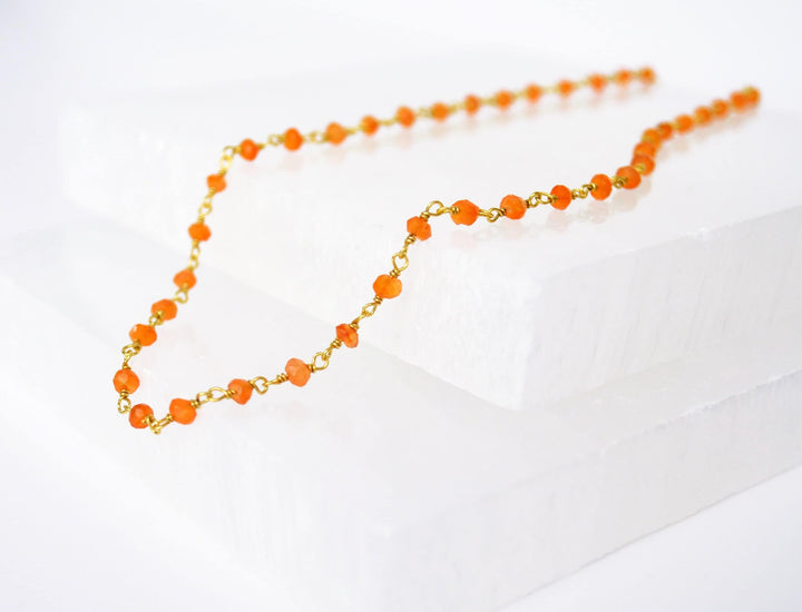 Dainty Carnelian Beaded Choker Necklace or Bracelet