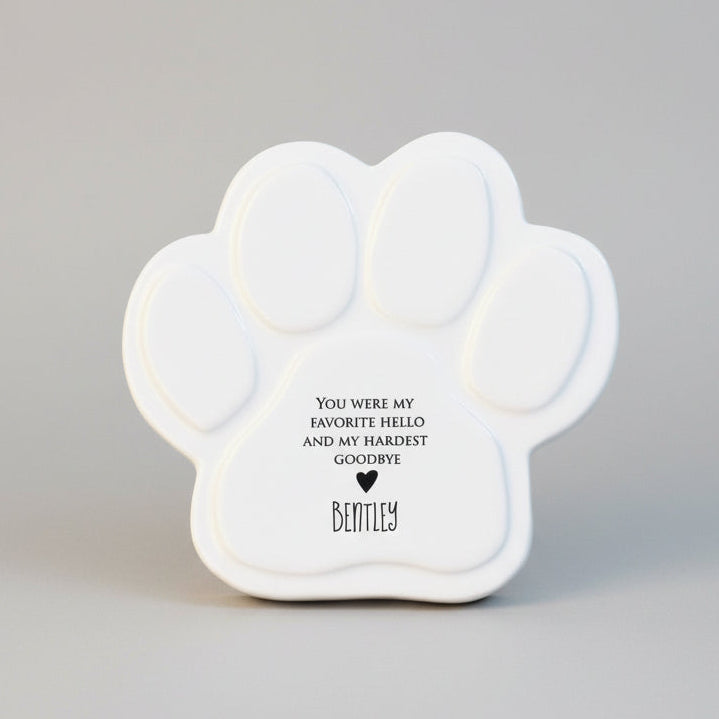 Personalized Dog Memorial Sympathy Gift - Paw Print Plaque or Garden Tile