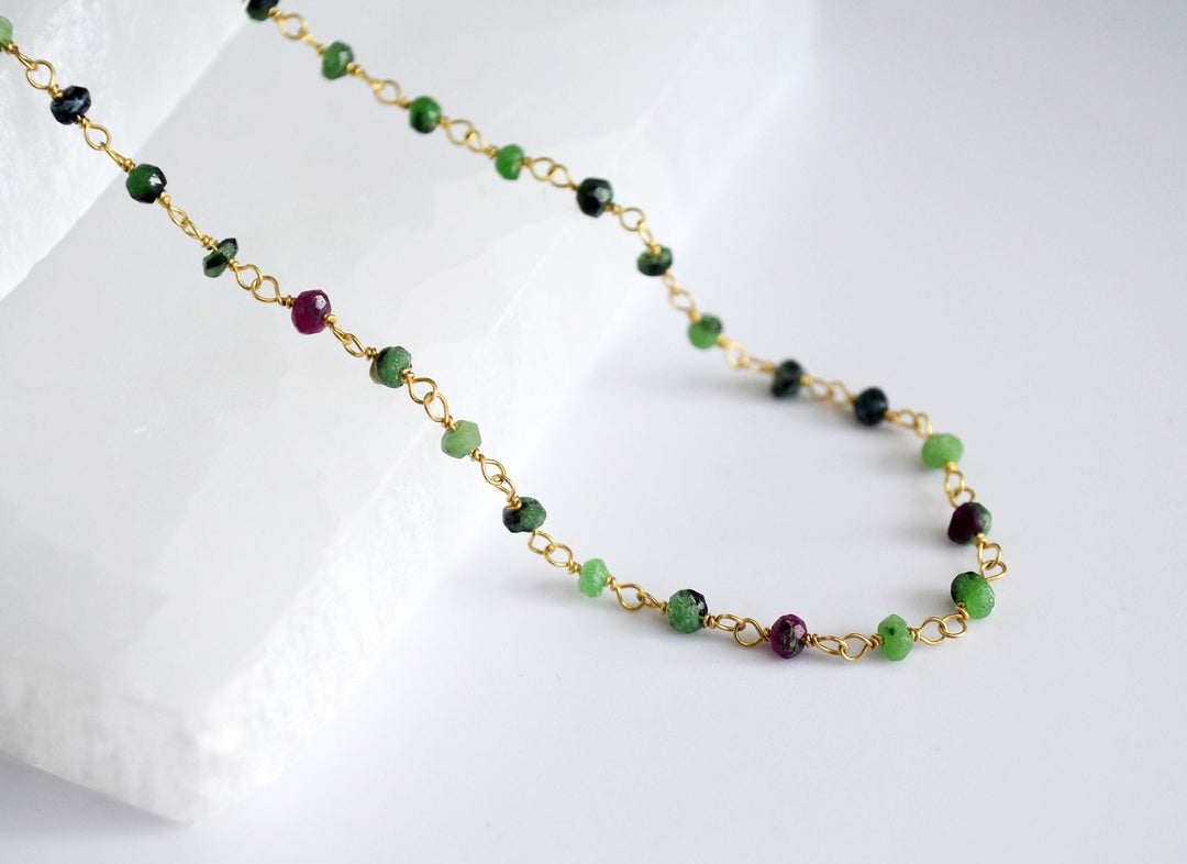 Ruby Zoisite Beaded Choker Necklace or Bracelet