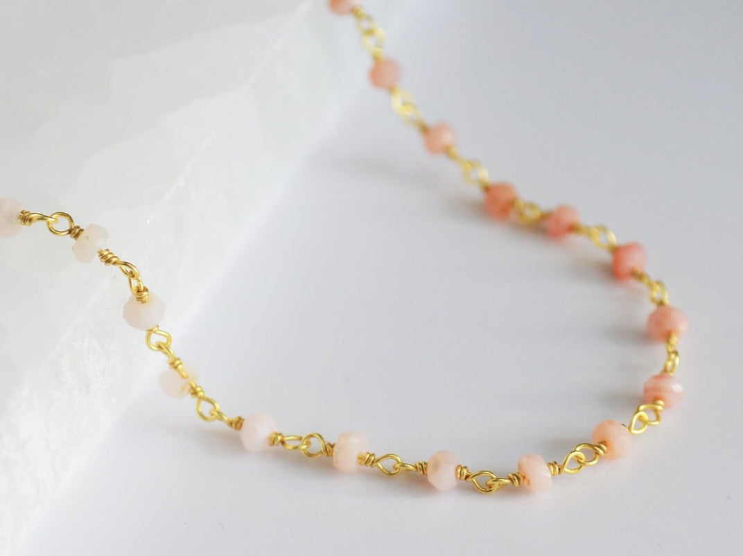 Pink Opal Beaded Choker Necklace or Bracelet