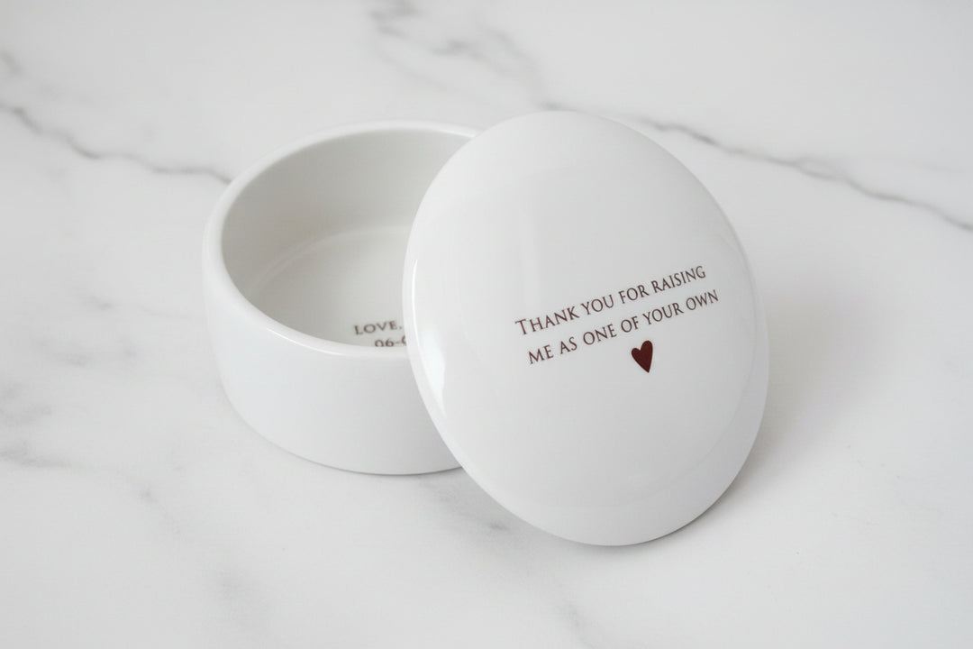 Unique StepMother of the Bride or Groom Gift - Keepsake Box - Add Custom Text - Thank you for raising me as one of your own