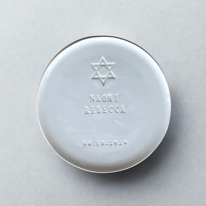Personalized Star of David Ceramic Plate (small) w/ Name & Date, 5 1/4" Round, Handmade Catchall