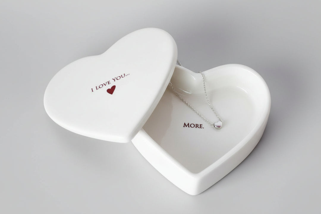Heart-shaped jewelry box with a necklace inside 